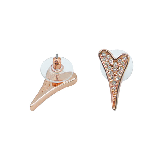 ROSE GOLD FULL CZ HEART STUDS EARRINGS*