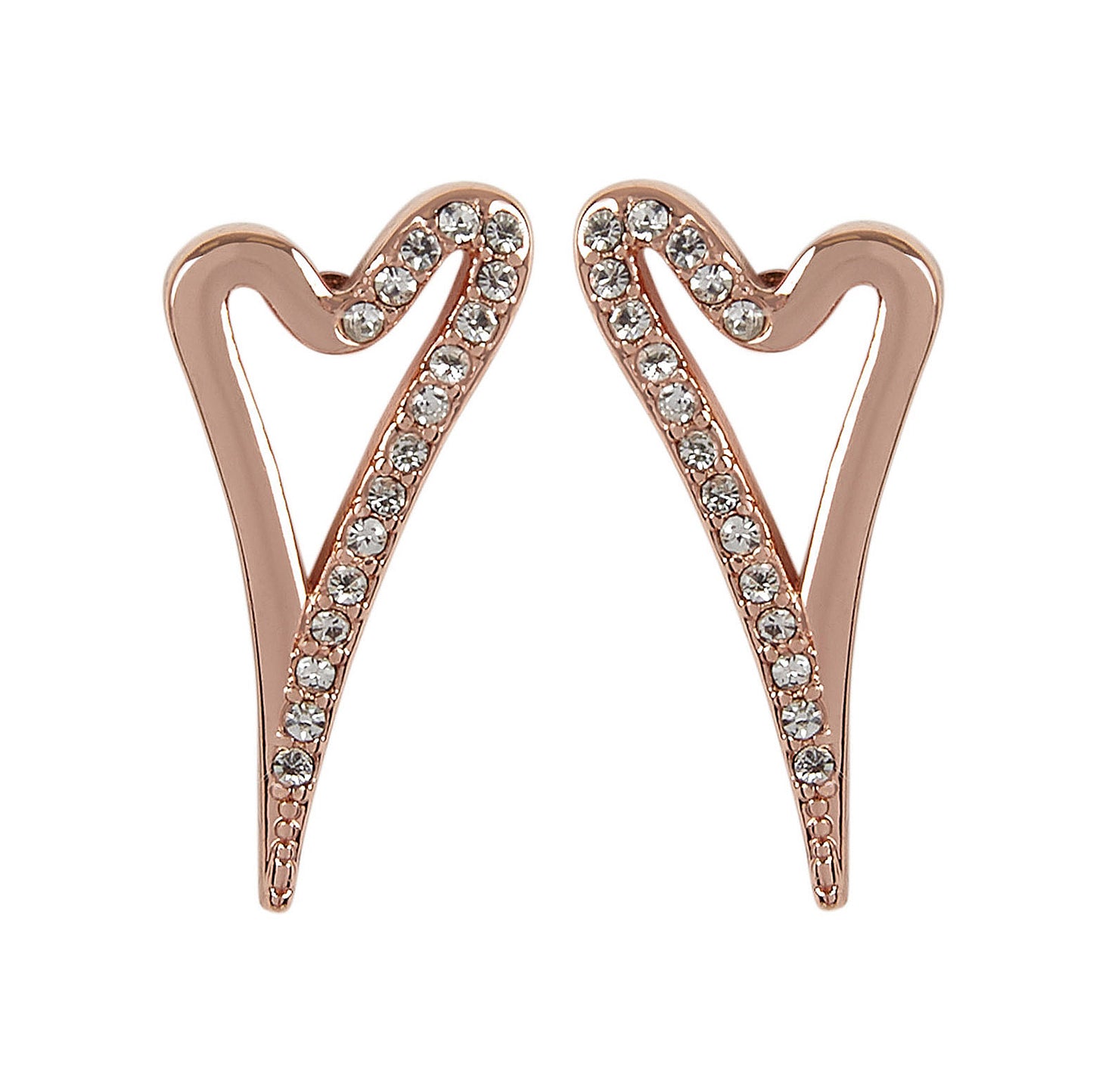 ROSE GOLD HOLLOW HEART EARRINGS*