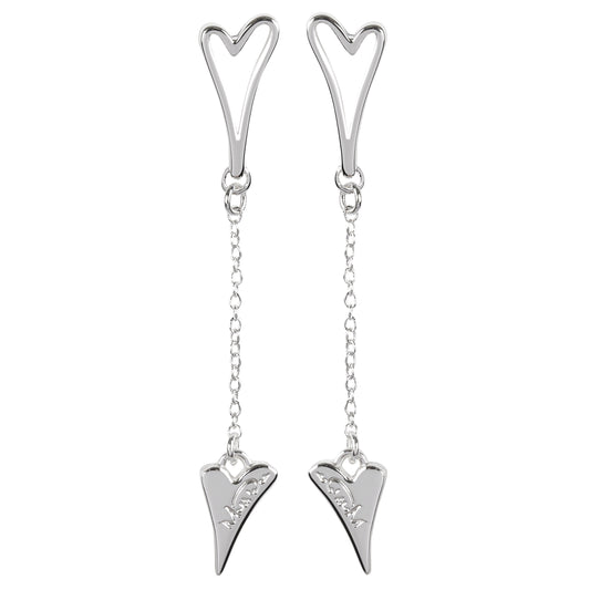 Silver plated hollow heart earrings