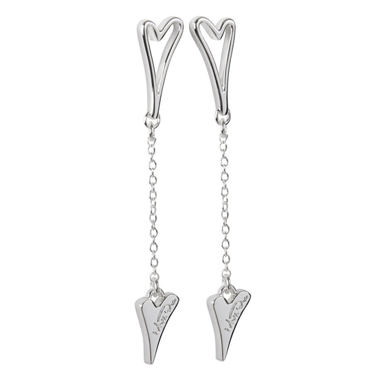 Silver plated hollow heart earrings