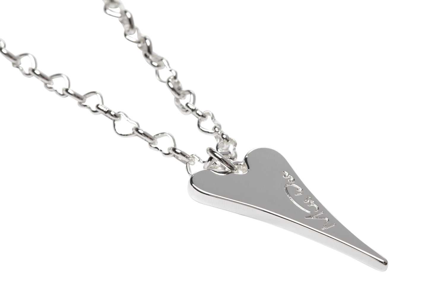 SILVER SOLID HEART NECKLACE*