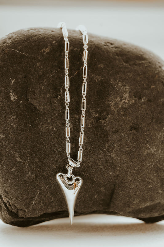 SILVER/YELLOW GOLD SOLID HEART NECKLACE *