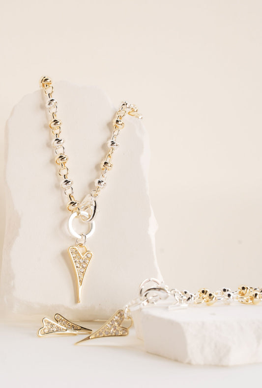 SILVER/YELLOW GOLD KNOTTED CHAIN NECKLACE*