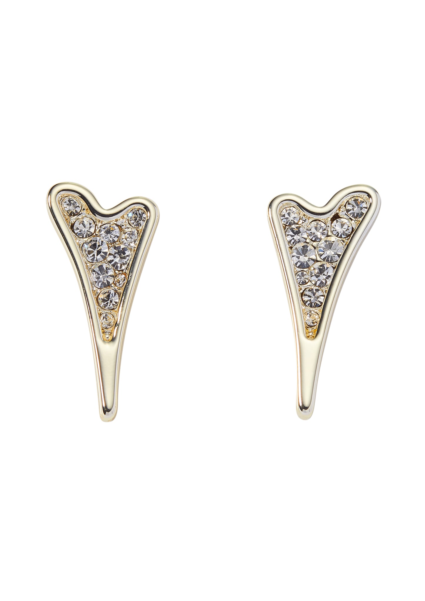 Earrings Yellow Gold Diamante Heart studs