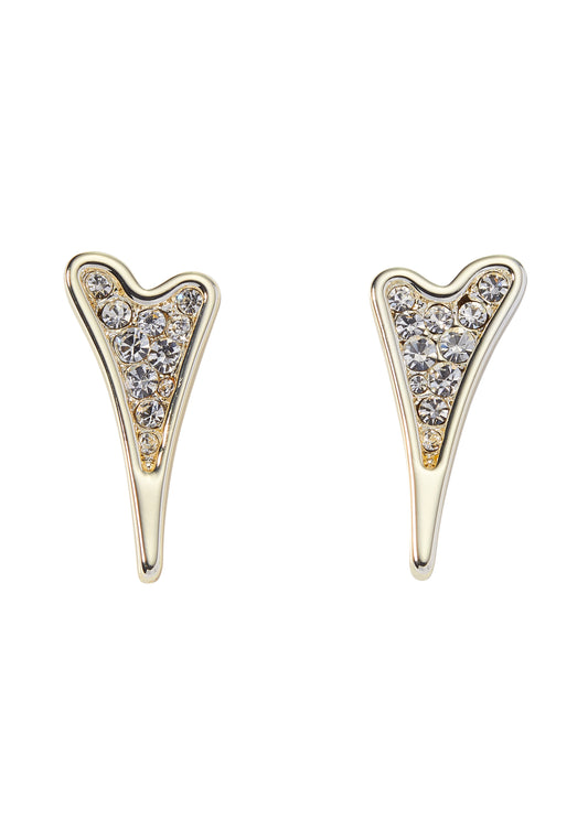 Earrings Yellow Gold Diamante heart studs