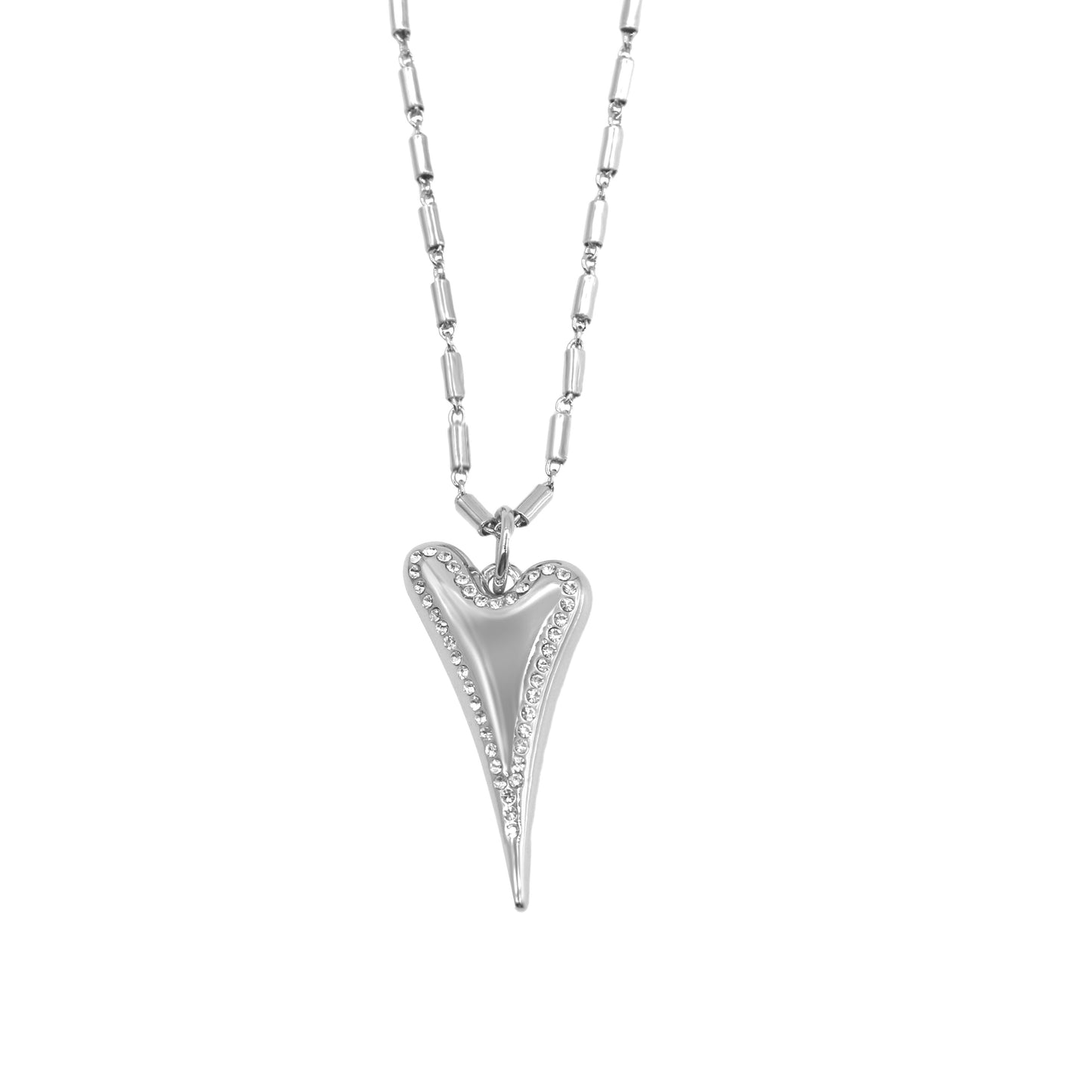 SILVER DIAMANTE HEART NECKLACE*