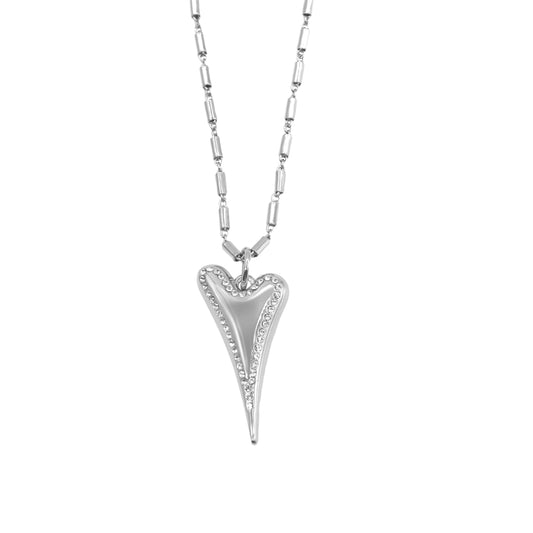 SILVER DIAMANTE HEART NECKLACE*