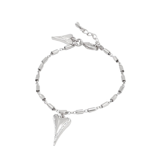 SILVER DIAMANTE HEART BRACELET