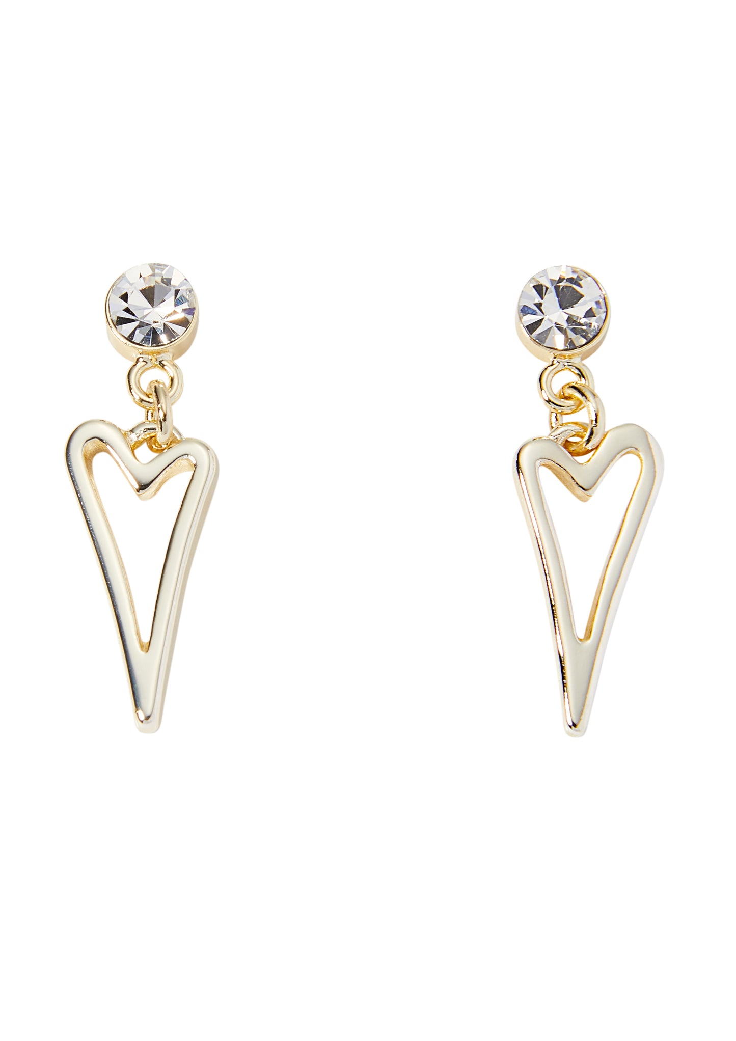 YELLOW GOLD DIAMANTE STUDS/HOLLOW HEART PENDANT*