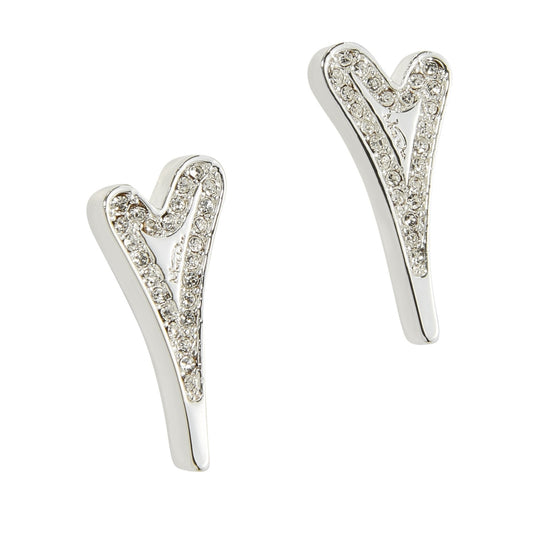 SILVER SOLID CZ MISS DEE LOGO EARRINGS*