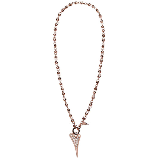 Necklace Rose Gold Knot 70cm chain with Diamante Heart