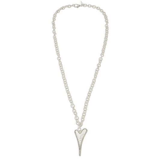 Necklace Silver 70cm textured links chain with Heart pendant